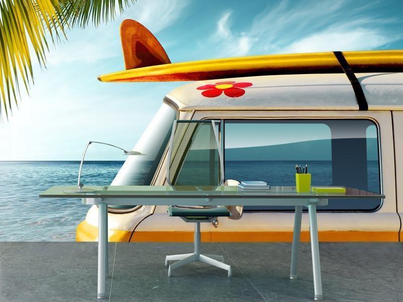 Vintage van at the beach Wall Mural-Wall Mural-Eazywallz