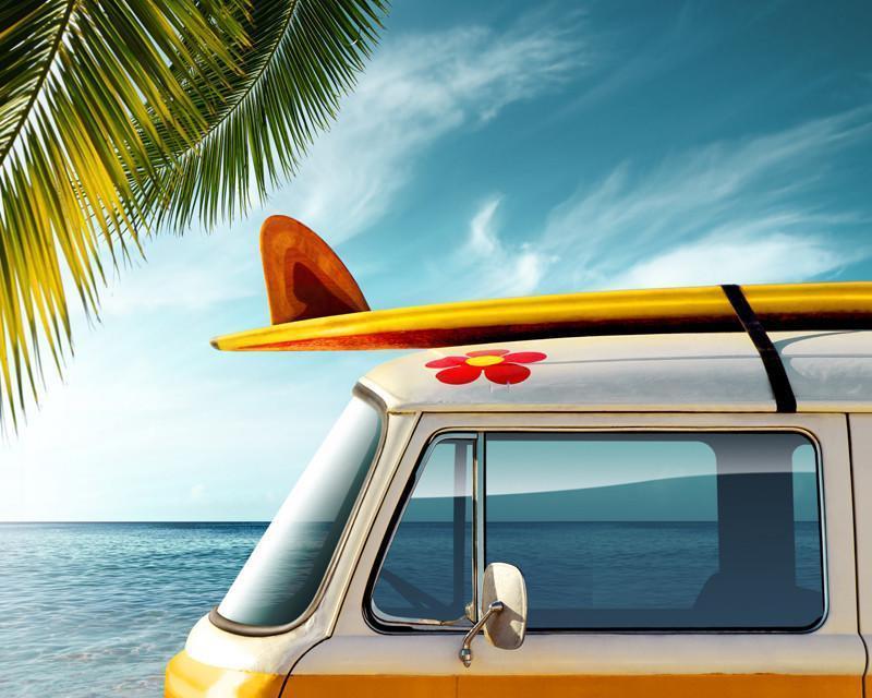 Vintage van at the beach Wall Mural-Wall Mural-Eazywallz