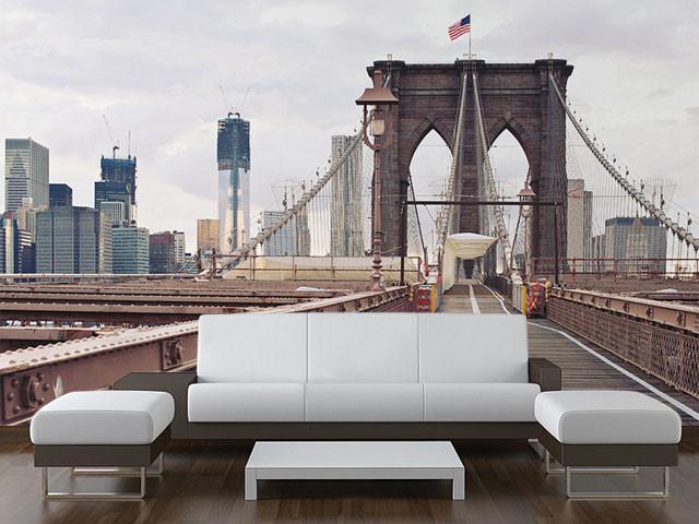 Walking on The Brooklyn Bridge Wall Mural-Wall Mural-Eazywallz
