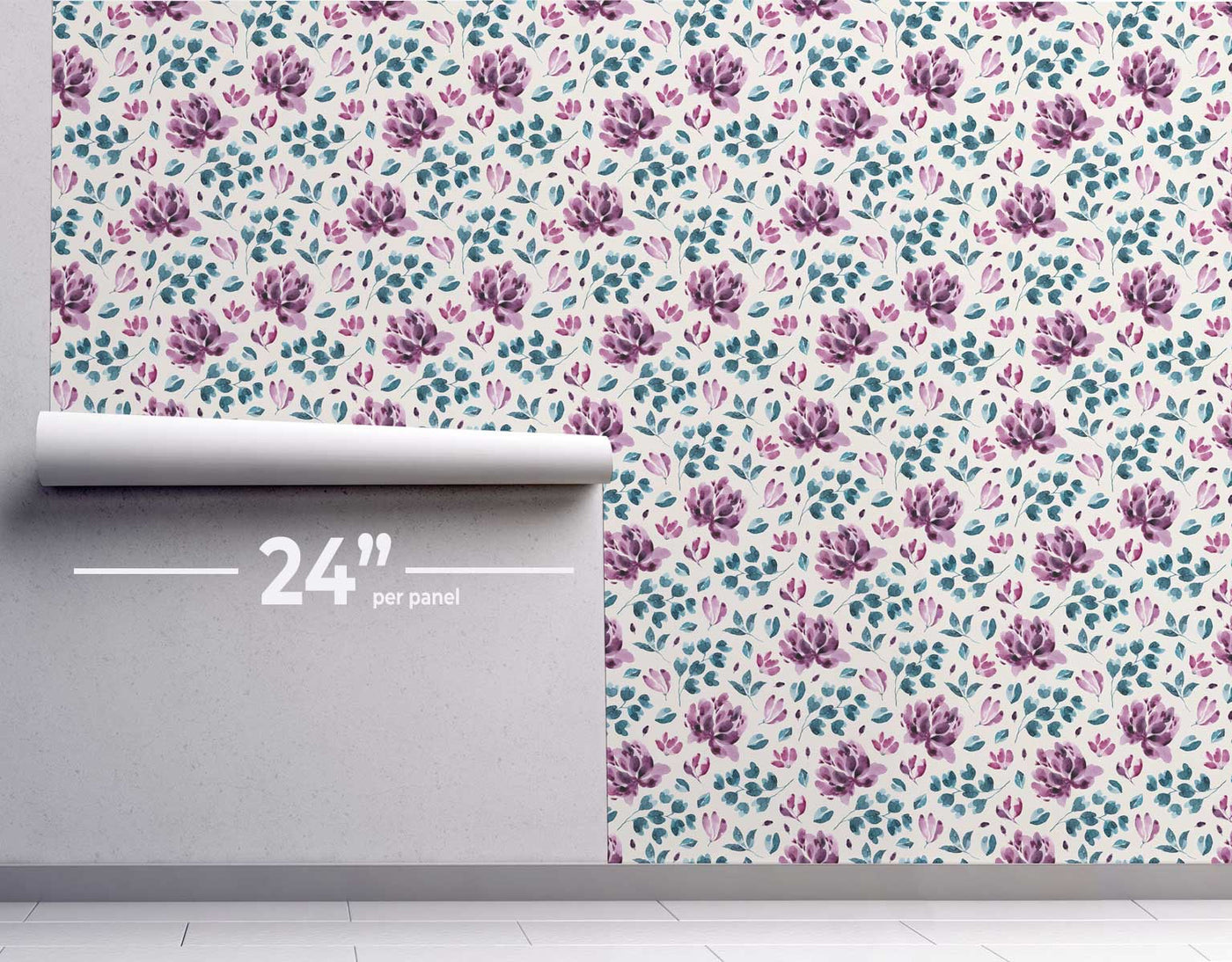 Water Color Lavender Floral Wallpaper #444-Repeat Pattern Wallpaper-Eazywallz