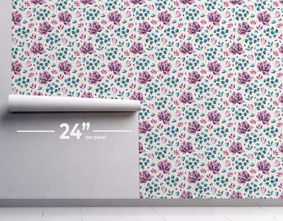 Water Color Lavender Floral Wallpaper #444-Repeat Pattern Wallpaper-Eazywallz