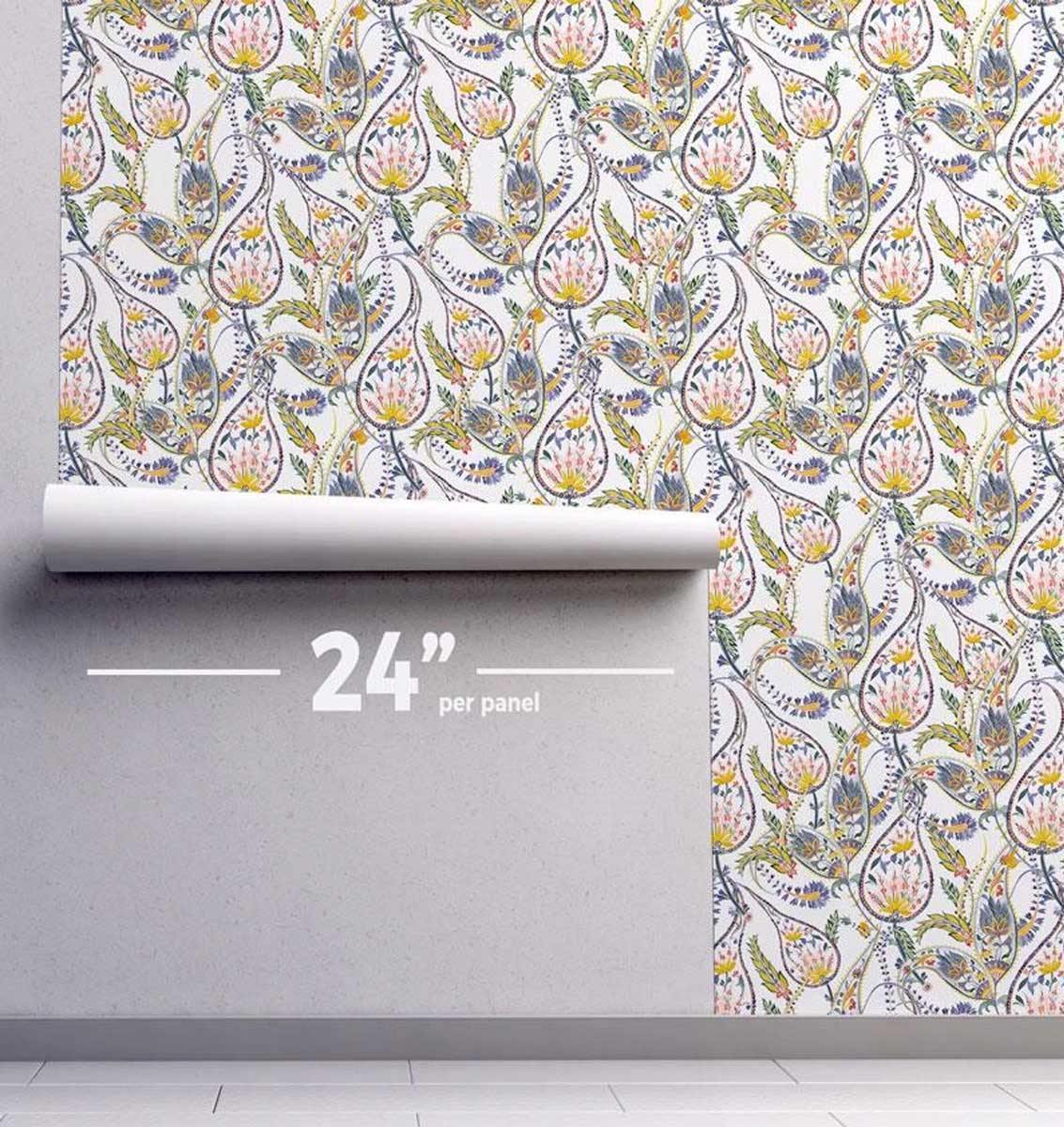 Water Color Paisley Wallpaper #079-Repeat Pattern Wallpaper-Eazywallz