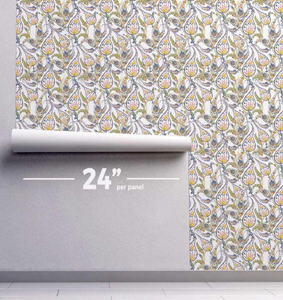 Water Color Paisley Wallpaper #079-Repeat Pattern Wallpaper-Eazywallz