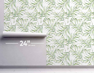 Water Color Palm Leaves #171-Repeat Pattern Wallpaper-Eazywallz
