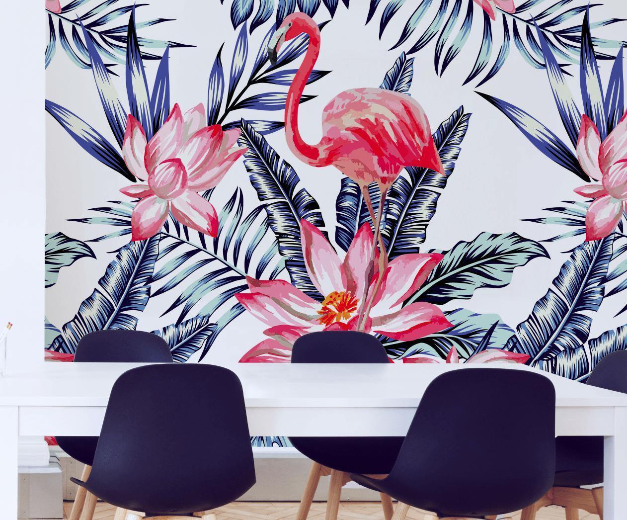 Water Color Pink Flamingo Wall Mural-Wall Mural-Eazywallz