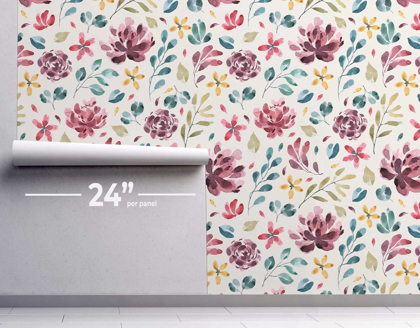Water Color Rainbow Floral Wallpaper #443-Repeat Pattern Wallpaper-Eazywallz