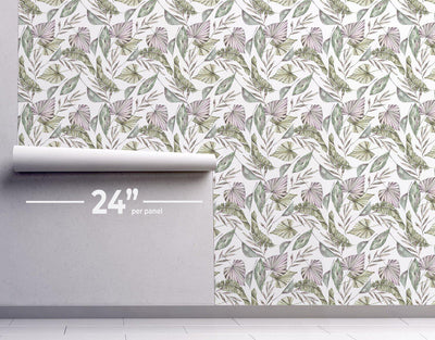 Watercolor Leaf Mix Wallpaper #343-Repeat Pattern Wallpaper-Eazywallz