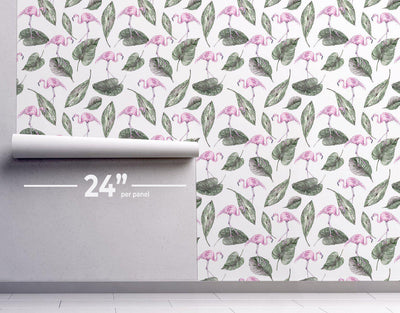 Watercolor Pink Flamingo Wallpaper #345-Repeat Pattern Wallpaper-Eazywallz