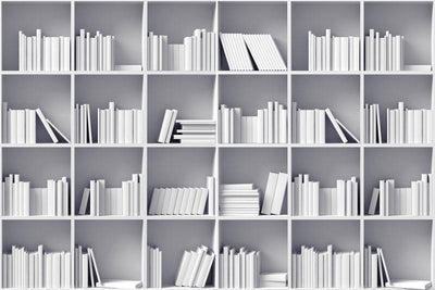 White Bookshelf Mural-Wall Mural-Eazywallz