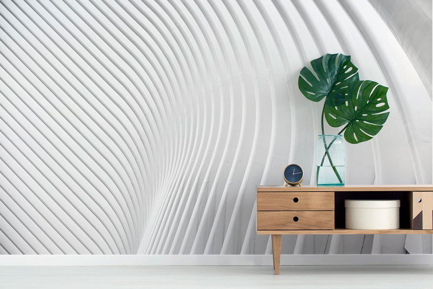 White Curved Architectural Wallpaper Mural-Wall Mural-Eazywallz