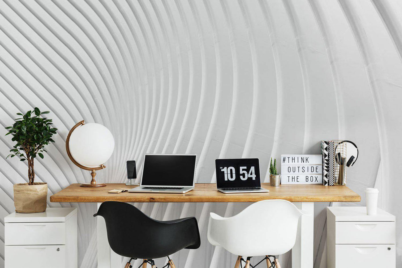 White Curved Architectural Wallpaper Mural-Wall Mural-Eazywallz