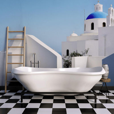 White Greece Architecture Wall Mural-Wall Mural-Eazywallz