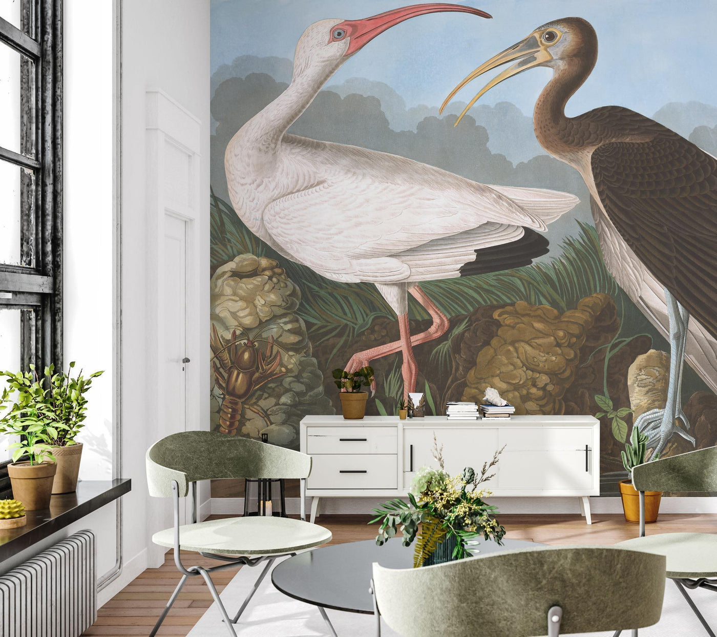 White Ibis Wallpaper Mural-Wall Mural-Eazywallz