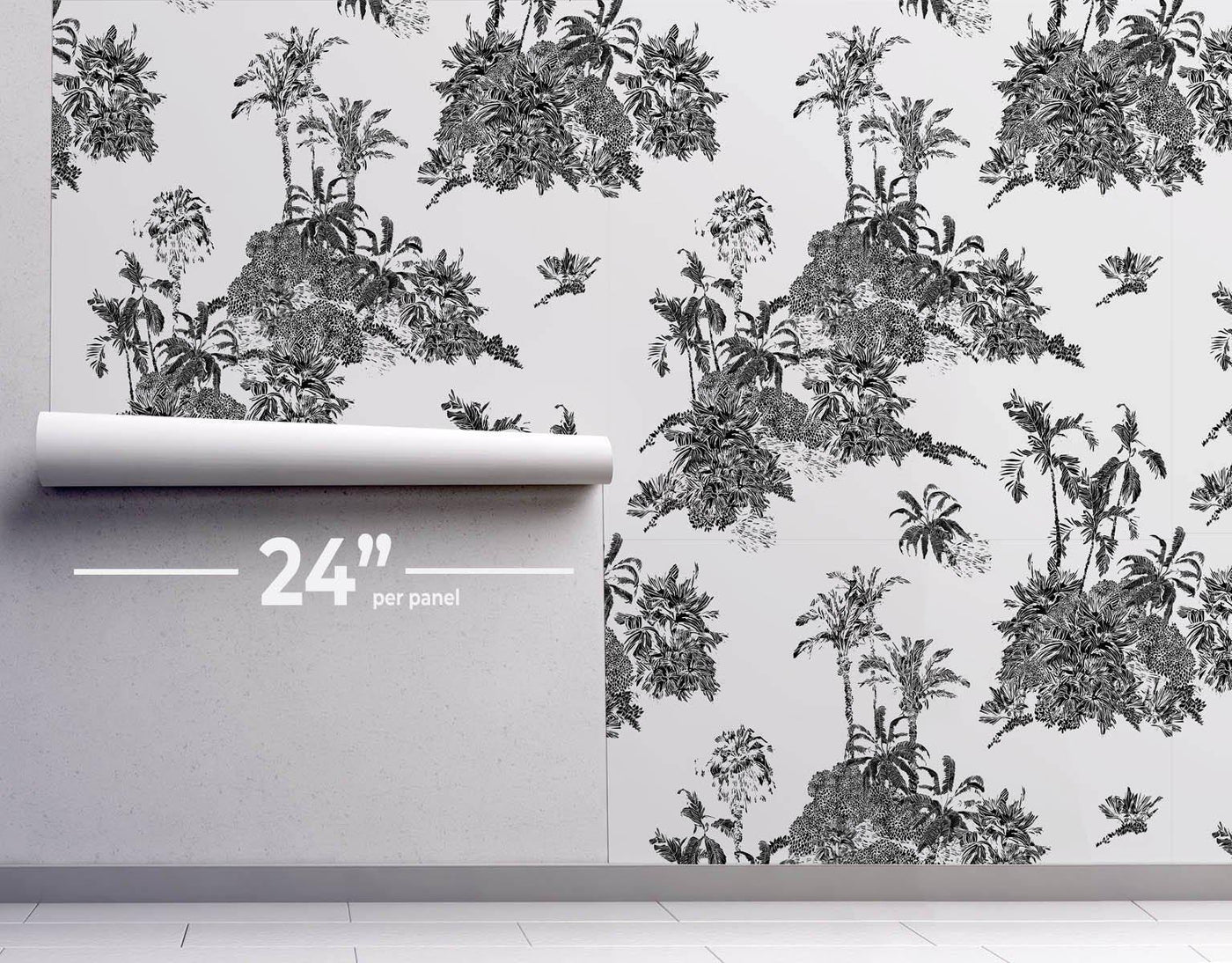 White Jungle Toile #273-Repeat Pattern Wallpaper-Eazywallz