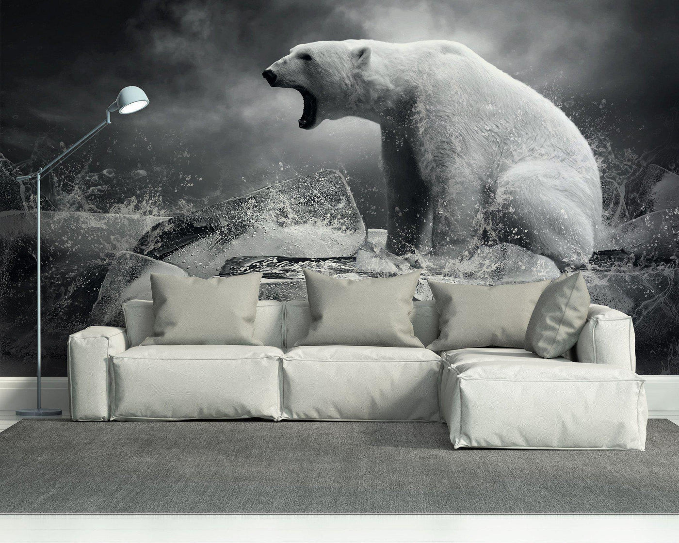 White Polar Bear on Ice Wall Mural-Wall Mural-Eazywallz
