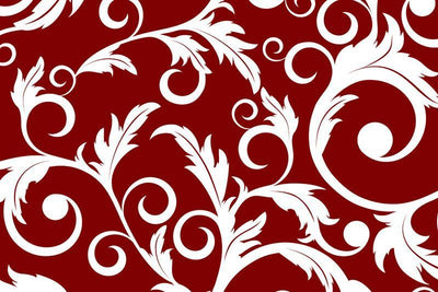 White abstract plants on a red background Wall Mural-Wall Mural-Eazywallz