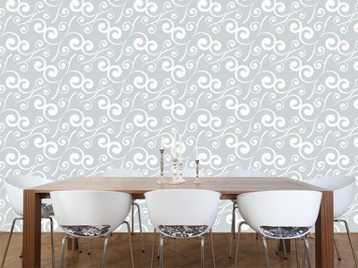 White curly plants pattern Wall Mural-Wall Mural-Eazywallz