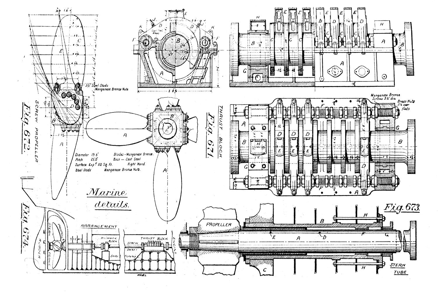 Black & White Vintage Boat Engine Blueprint Wall Mural