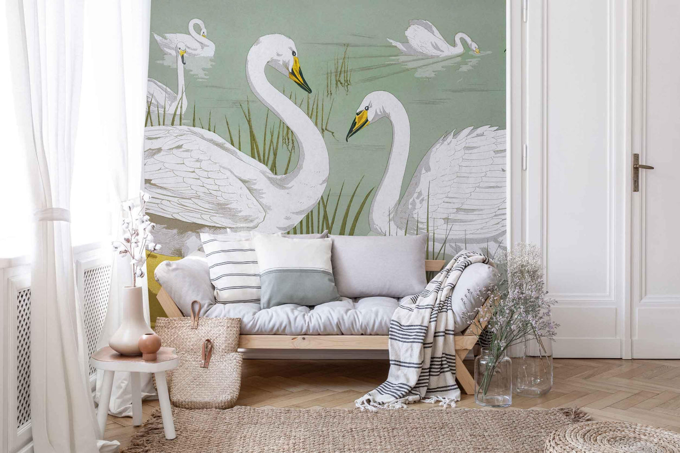 Wild Swan Wallpaper Mural-Wall Mural-Eazywallz