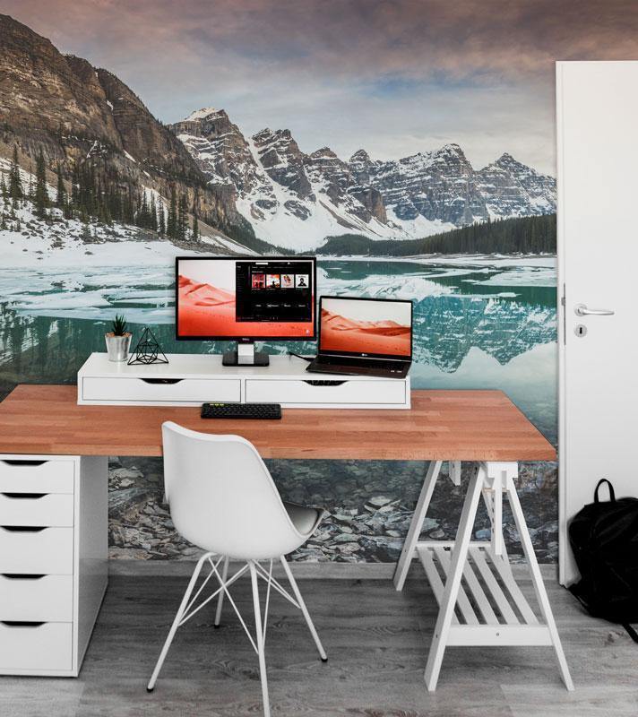 Winter Mountains & Lake Wall Mural-Wall Mural-Eazywallz