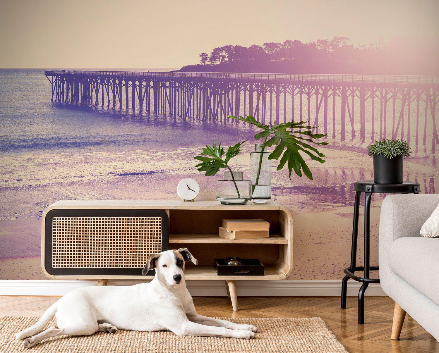 Wood Bridge on California Sunset Wall Mural-Wall Mural-Eazywallz