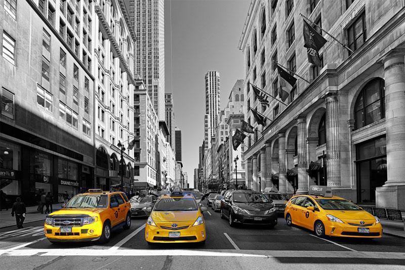 Yellow Cabs in New York Wall Mural-Wall Mural-Eazywallz