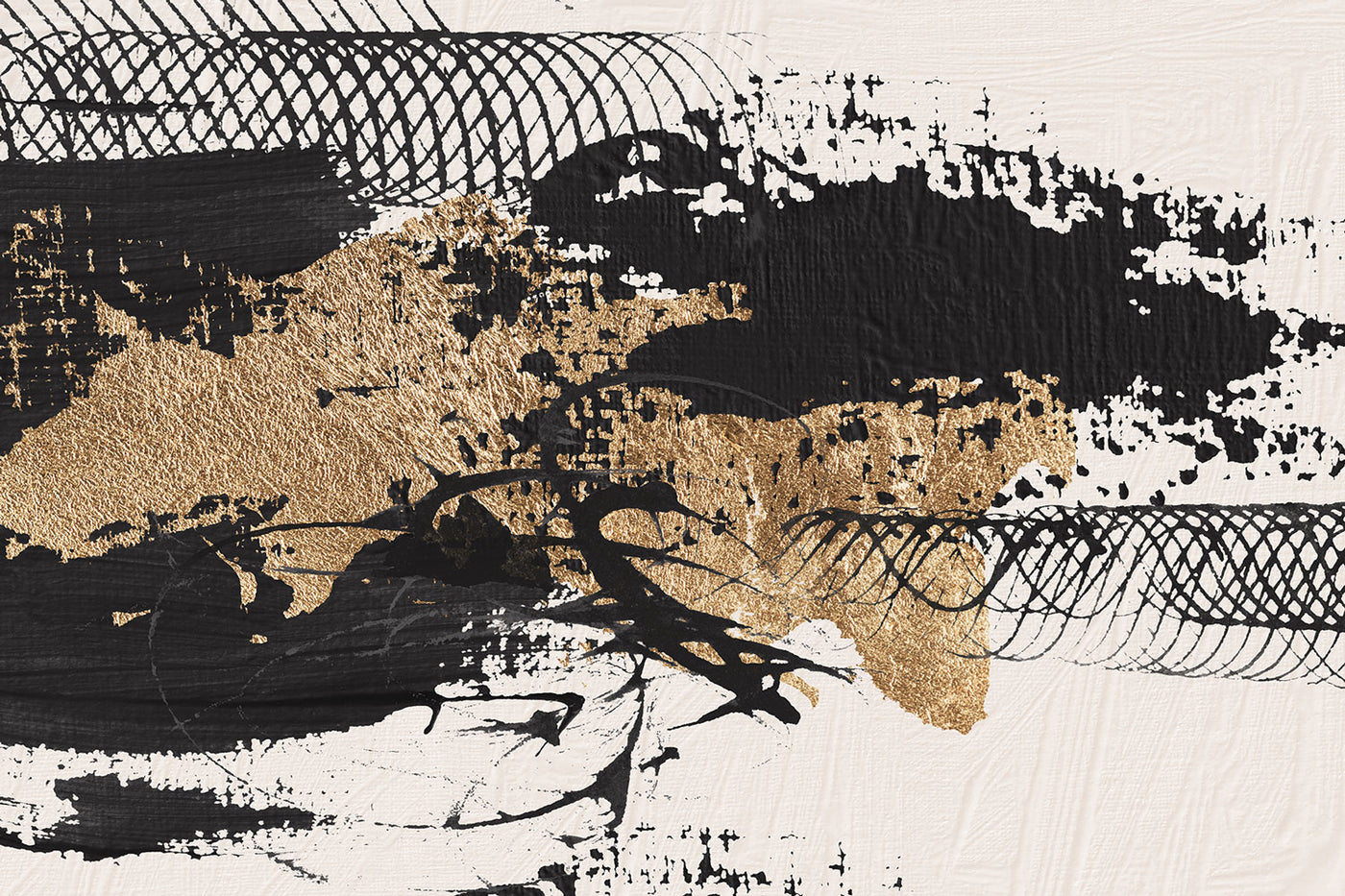Abstract Ink Oil & Gold Wall Mural