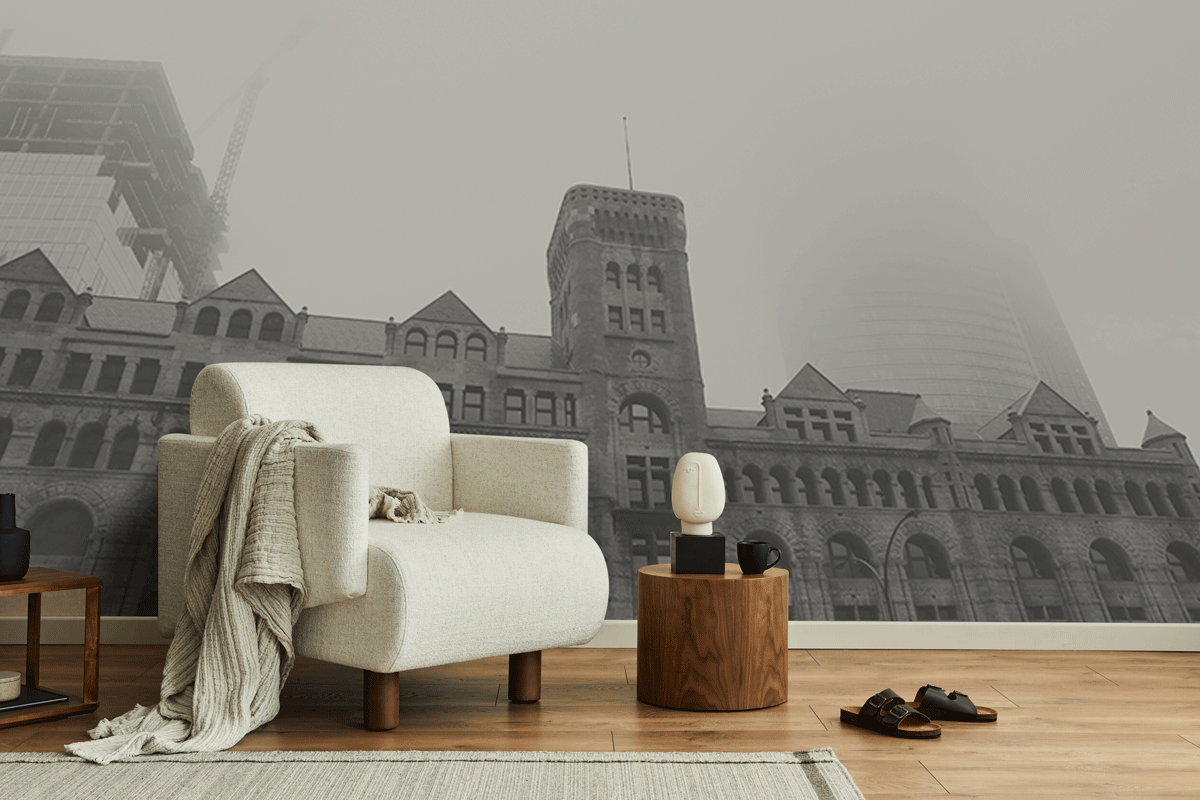 Foggy Montreal Buildings Wall Mural