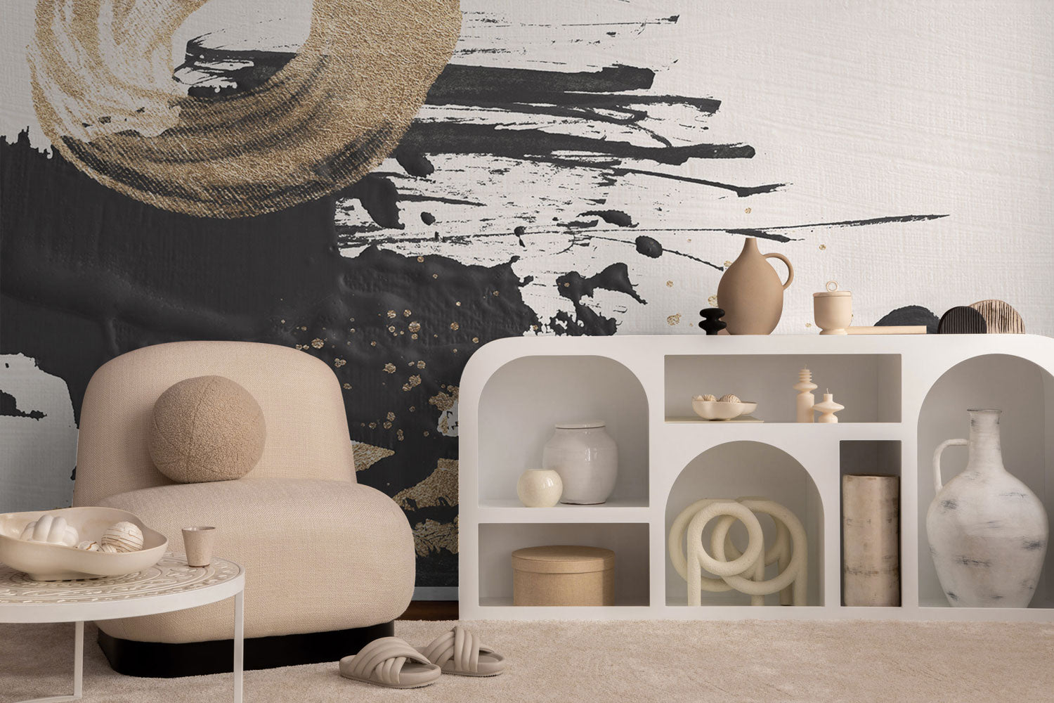 Abstract Ink Oil & Gold Fine Art 2 Wall Mural