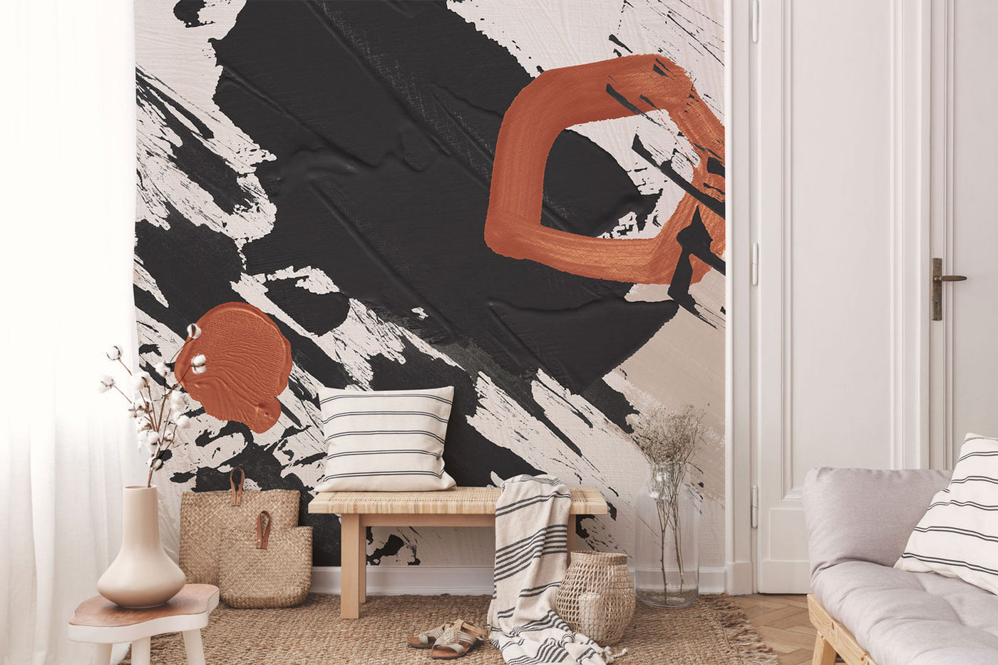Abstract Ink Oil & Copper Fine Art Wall Mural
