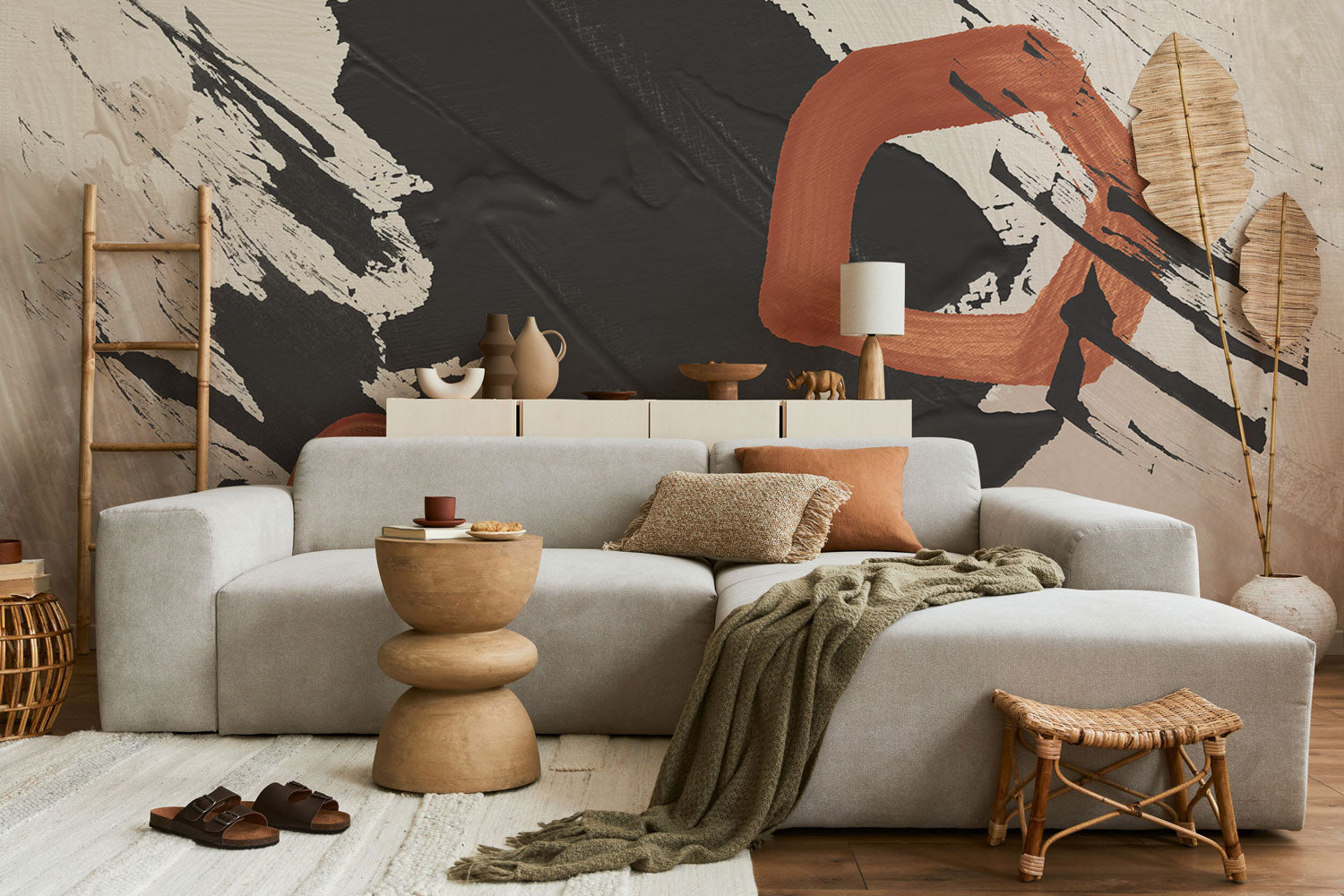 Abstract Ink Oil & Copper Fine Art Wall Mural