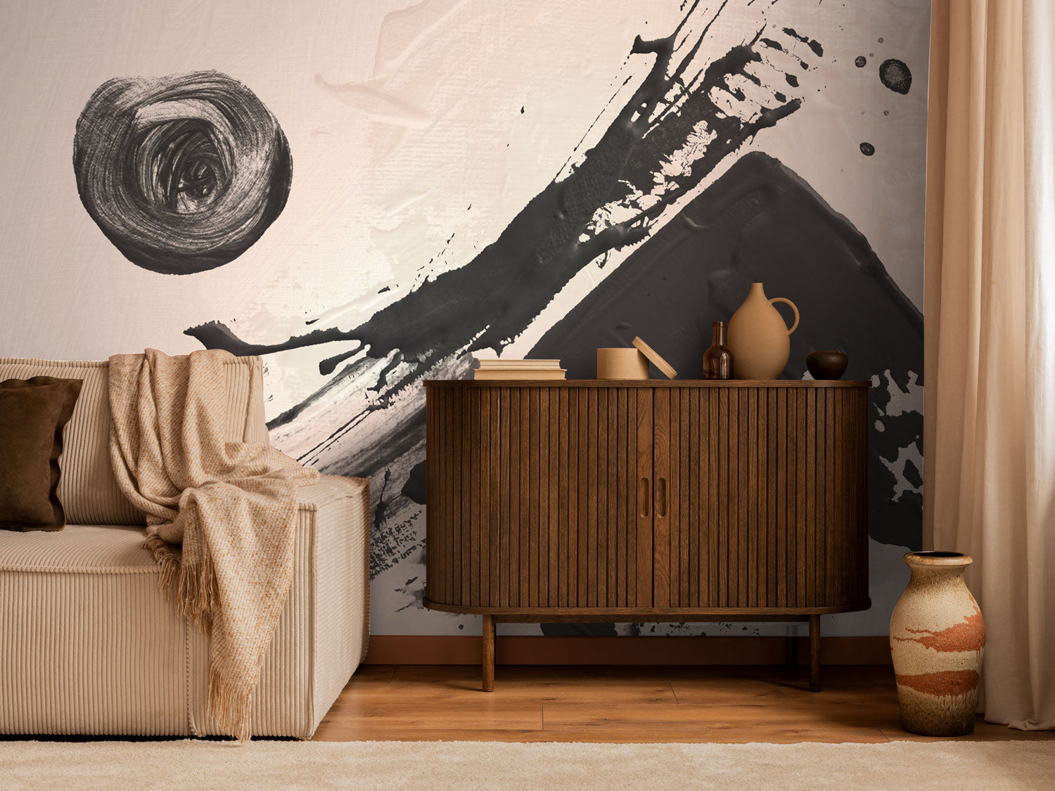 Abstract Black Ink Oil Wall Mural