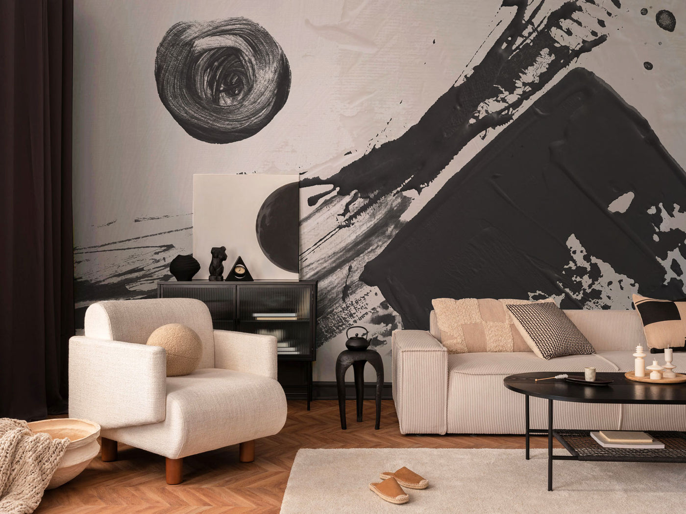 Abstract Black Ink Oil Wall Mural