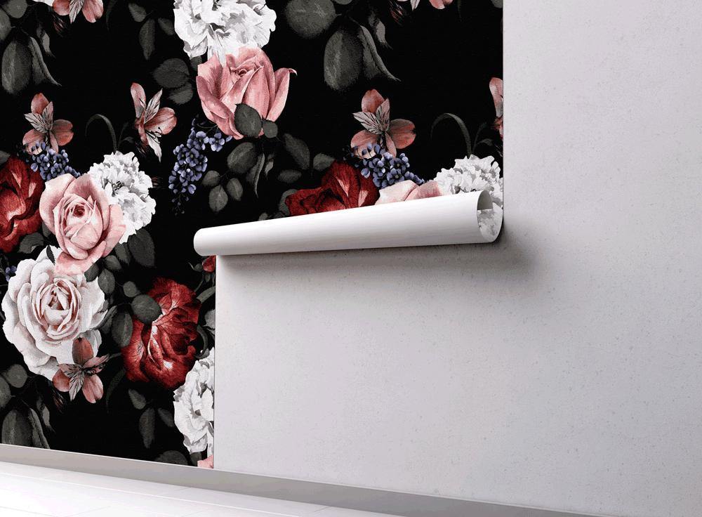 Dark Floral Pattern-Wall Mural-Eazywallz