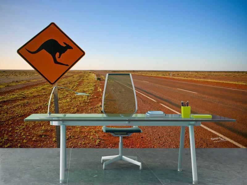 kangaroo crossing road sign Wall Mural-Wall Mural-Eazywallz