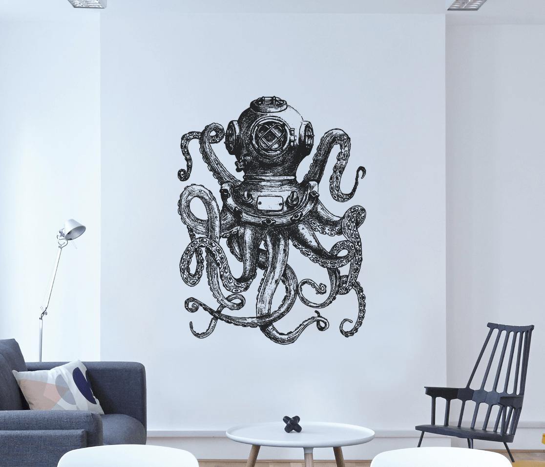 Vintage Octopus Wall Decal-Wall Mural-Eazywallz